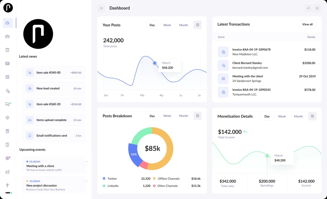 Agent dashboard
